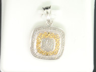 Ladies 10K Two Tone Gold Diamond Designer Filigree Pendant Charm For Necklace