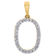 10K Yellow Gold Genuine Diamond Number # 0 ZERO Pendant 1" Unisex Charm 0.07 CT