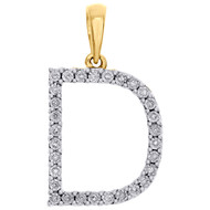 10K Yellow Gold Diamond Initial D Block Letter Pendant 1" Unisex Charm 0.08 CT.