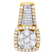 14K Yellow Gold Baguette Cut Diamond Halo Frame Pendant 0.75" Fancy Charm 3/4 CT