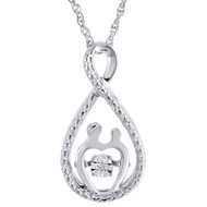 Dancing Diamond Necklace .925 Sterling Silver Mother Daughter Pendant