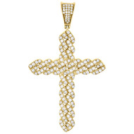 14K Yellow Gold Real Diamond Miami Cuban Link Cross Pendant 2.25Š— Charm 1.58 CT.