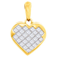 Diamond Heart Shaped Pendant Ladies 14K Yellow Gold Princess Cut Charm 0.42 Ct.
