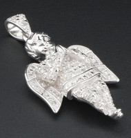 Diamond Mini Angel Pendant 925 Sterling Silver Fully Iced Pave Charm 0.50 Ct