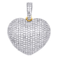 10K Yellow Gold Real Diamond Heart Shaped Dome Pendant 0.80" Fancy Charm 1/2 CT.