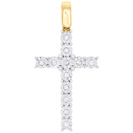 10K Yellow Gold Real Diamond Cross Miracle Set Pendant 1.45" Unisex Charm 1/5 CT
