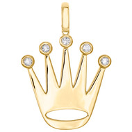 10K Yellow Gold Genuine Diamond Royal Crown Pendant 1.70" Mens Charm 0.57 CT.