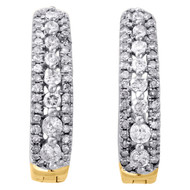 10K Yellow Gold Diamond Tiered Hoop Huggie Hinged Earrings Snap Closure 0.50 CT