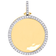 10K Yellow Gold Diamond Medallion Memory Frame Engrave Photo Pendant 1.68 CT.