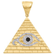 10K Yellow Gold Diamond Providence Illuminati All Seeing Eye Pendant 0.41 CT.