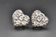 Heart Diamond Studs .925 Sterling Silver Round Cut Fanook Love Earrings 0.10 Ct