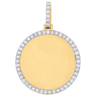 10K Yellow Gold Memory Frame Diamond Medallion Photo Engrave Pendant 1.15 CT.