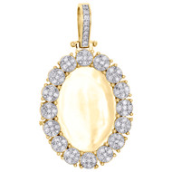 10K Yellow Gold Oval Memory Frame Diamond Pendant Photo Charm 2.05" | 1.74 CT.