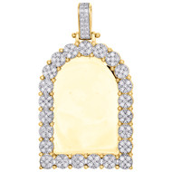 10K Yellow Gold Diamond Dog Tag / Memory Frame Photo Pendant 2.25" Charm 2.18 CT