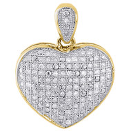 925 Sterling Silver Ladies Diamond Heart Domed Puff Pendant 18" Chain Set .33 Ct
