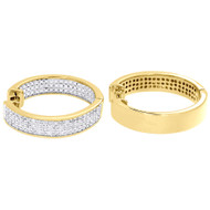 Ladies Diamond Hoop In and Out Earrings .925 Sterling Silver Pave 0.75 Ct.