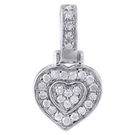10K White Gold Ladies Diamond Pendant Double Raised Heart 0.25 CT.