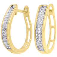 .925 Sterling Silver Diamond Hoops Ladies 2 Row Pave Huggie Earrings 0.33 Ct.