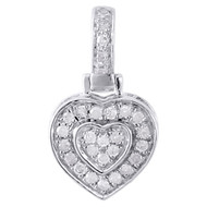 10K White Gold Ladies Diamond Pendant Double Raised Heart 0.30 CT.