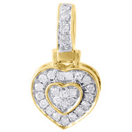 10K Yellow Gold Ladies Diamond Pendant Double Raised Heart 0.25 CT.