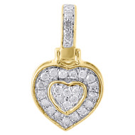 10K Yellow Gold Ladies Diamond Pendant Double Raised Heart 0.30 CT.