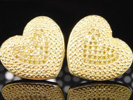 Yellow Diamond Heart Earrings .925 Sterling Silver Round Pave Studs 0.33 Ct.