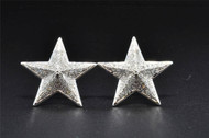 Diamond Star Studs 10K White Gold Round Cut 0.50 CT Pave Puffed Earrings