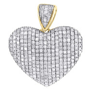 Diamond Heart Pendant Ladies 10K Yellow Gold Domed Love Round Cut Charm 0.80 Tcw
