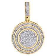 10K Yellow Gold Genuine Diamond Tier Cirlce Medallion Pendant 1.25" Charm 1/2 CT