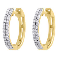 10K Yellow Gold Genuine Diamond Hoops 0.55" Ladies Prong Set Earrings 0.21 Ct.