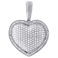10K White Gold Diamond Pave Puffy Heart Pendant Charm for Chain Necklace 1.10 CT.