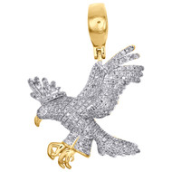 10K Yellow Gold Real Diamond Flying American Eagle Pendant Charm 1.45" | 3/4 CT.