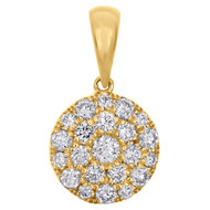 10K Yellow Gold Ladies Diamond Circle Cluster Pendant 0.75" Fancy Charm  3/4 CT.