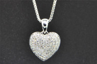 Diamond Heart Pendant 10K White Gold 0.45 CT. Domed Love Charm