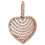14K Rose Gold Ladies Diamond Heart Pendant Round Cut Prong Set Charm 0.36 Ct.