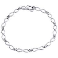 10K White Gold Real Round Diamond Infinity Frame Statement Bracelet 7" | 1/4 CT