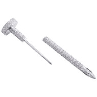 18K White Gold Genuine Diamond Mens Accessory 67mm x 12mm Tie / Lapel Pin 2.11 CT.