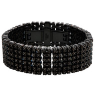Black PVD Stainless Steel Real Diamond Prong Set 8" Statement Link Bracelet 4 CT