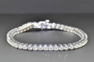 1 Row Solitaire Round Cut 5 CT Diamond Tennis Bracelet 14K White Gold 7 Inches