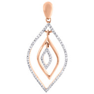 10K Rose Gold Diamond Moving Petal Pendant Dangle Charm  0.25 CT.