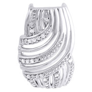 10K White Gold Diamond Curved Swirl Slide Fashion Pendant  0.05 CT.