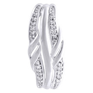 10K White Gold Diamond Ladies Curved Slide Fashion Pendant  0.06 CT.