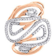 10K Rose Gold Diamond Ladies 'S' Curved Zig Zag Slide Fashion Pendant 0.25 Ct.