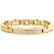 Mens 0.65 ct White Diamond Yellow Stainless Steel Bracelet Bangle Link Arctica