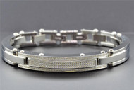 3 Row Diamond Bracelet Stainless Steel Mens Arctica Round 8" Link Bangle 1.15 Ct