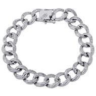 10K White Gold 12mm Mens Miami Cuban Diamond Open Link Bracelet 8" - 3.15 Ct.