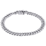 14K White Gold Diamond 3D Puffed Miami Cuban Link 6.5mm Bracelet 7" | 1.90 CT.