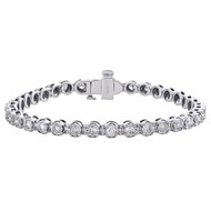 10K White Gold Real Round Diamond Prong / Miracle Set 7.25" Tennis Bracelet 3 CT