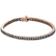 14k Rose Gold Brown & White Round Diamond Tennis Link Bracelet 7" (3.55 Ct.)