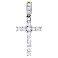 10K Yellow Gold Round Solitaire Diamond Cross Pendant Prong Set Charm 1 Ct.